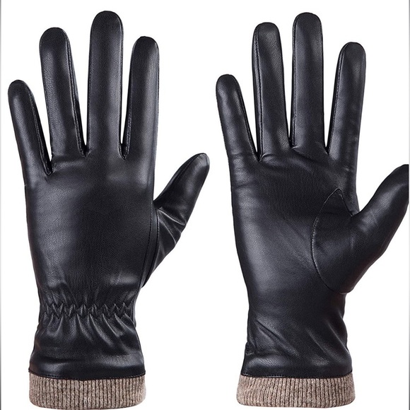 Winter Leather Gloves, Wool Fleece Lined Touchscreen Usable - Picture 1 of 4